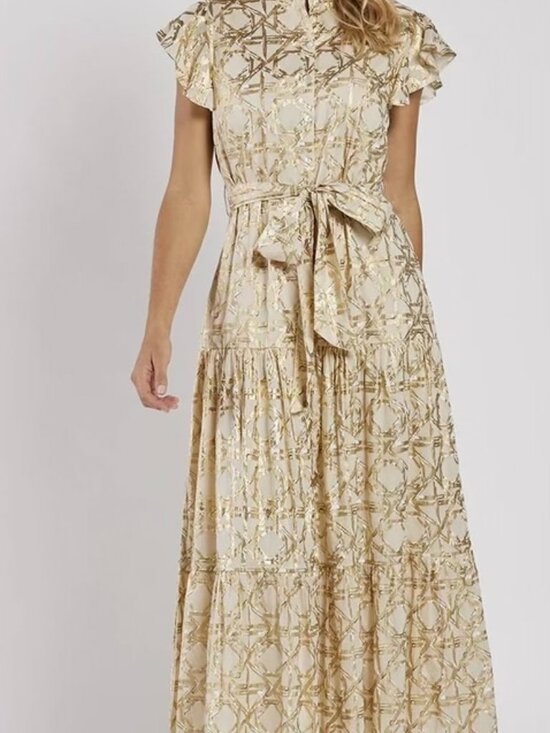 Jude Connally Dresses & Skirts - Jude Connally Mirabella Cotton Dress - Bamboo Rattan Sand Gold